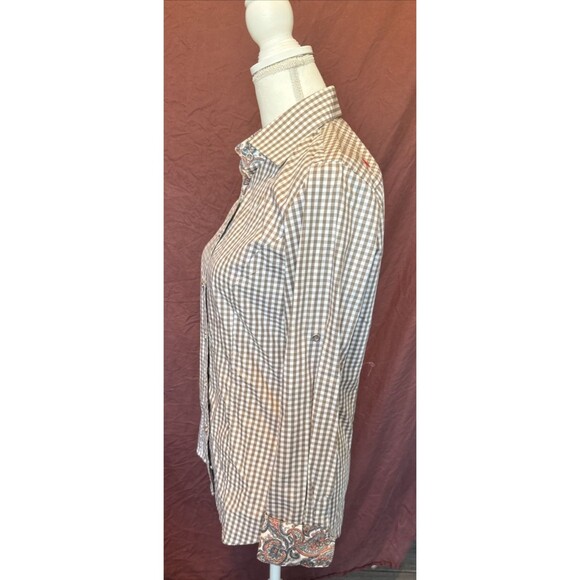 Jared Lang Madrird Gingham Paisley Button Down Medium - Picture 3 of 10